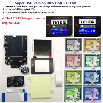 RIPS V4 Super OSD Verzija IPS LCD Kit Svjetla Visoke Svjetline Za konzole GameBoy DMG GB DMG I pre припаянный Zvučnik