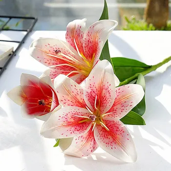 3D ispis Grana Ljiljana pravi Umjetno Cvijeće za kućnog Svadbeni Nakit bijeli lažni Cvijeće vrt dekor flores
