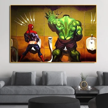Marvel Platnu Plakat Zid Umjetnost the Avengers Film Hulk Superjunaka U Toilet Thor Plakat Platnu Wall Art Home Dekor za Dnevni boravak