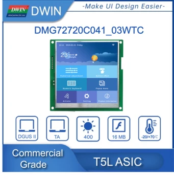 DWIN 4,1 Inča T5L DGUSII Sustav INCELL Kapacitivni zaslon Osjetljiv na dodir zaslon 720 * RGB * 720 Ugrađeni LCD zaslon s procesorom 400 Neath IPS Ekran