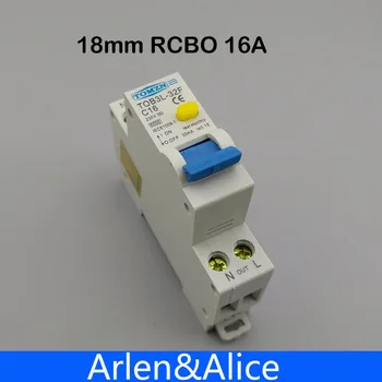 18 MM RCBO 16A 1P + N 6KA diferencijalna automatski prekidač rezidualne struje sa osiguranjem od preopterećenja