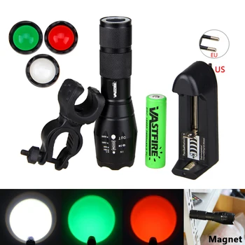 Snažna Svjetiljka Taktička T6 LED Zeleni Lovački Svjetiljka Sa Podesivim Fokusom Baklja Bijela Crvena Skalabilne Fokus 5000 Lumena Svjetlosti