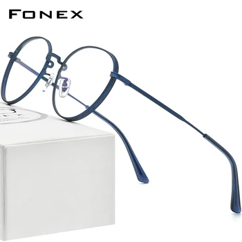 FONEX Titan Bodovi U Okvirima Gospodo Berba Okrugli Optički Naočale Za Kratkovidnost Na Recept Ženske 2022 Nove Titan Retro Naočale F85737