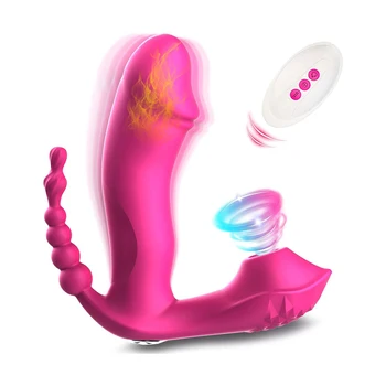 7 Način Sisanja Vibrira 3 U 1 Vibrator Dojenče Anal Pička Stimulator Klitorisa, Nosivi Oralni Usisni Erotska Sex Igračke Za Žene