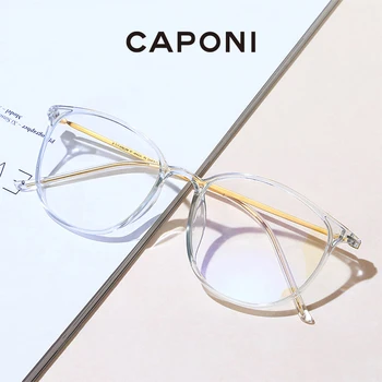 CAPONI Prozirne Naočale U Okvirima Ženske Modne Okrugle Naočale Super Lagane Naočale Blue Ray Zaštita Podrška Recept JF520