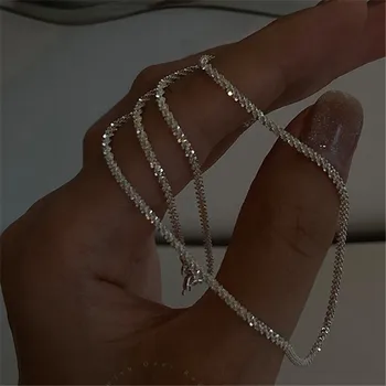 Bijela Pjenušava talijanski stil, treperi glavni lanac, muškarci i žene mogu da nose ogrlice, ogrlice s niša dizajn