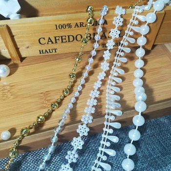 1 M Bijele Perle, Šljokice Šivaći Pribor Za ručni rad Boje: Zlatna, Srebrna Tkanina S Perlicama Božićne Dekoracije Vjenčanja Djeveruša Haljina Kape Čipke RG8