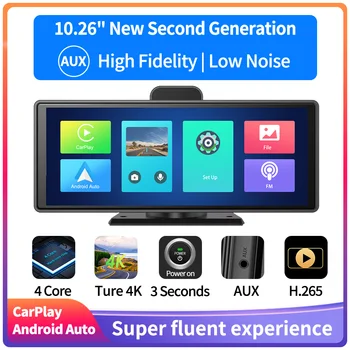 Novi 10,26 inčni 4K Auto Dvr, Bežični CarPlay Android Auto WiFi AUX Dash Cam GPS FM stražnja Kamera video recorder Kontrolna Ploča 24hPark