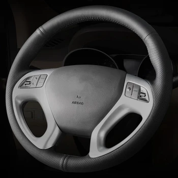 Ručno Šivanje Crna Противоскользящая Kožna Pletenica volan Automobila Za Hyundai ix35 Tucson 2011-2015 Auto dodatna Oprema Za Interijer