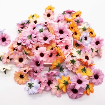 50шт 4 cm, multi-boji Glave Cvjetova Tratinčice Mini Svile Umjetno Cvijeće za Vijenca, Scrapbooking, Kućni Svadbeni Nakit
