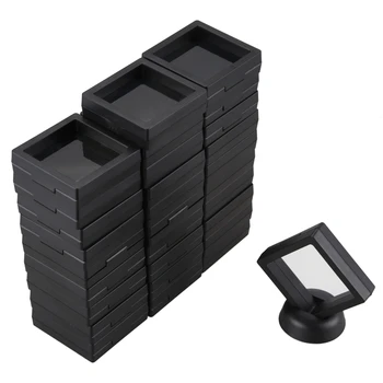 Kutija za demonstracije kovanica - Set od 30 3D-nositelja s pomičnim okvirom s vlasnicima za kovanice Challenge, Медальонов AA, Nakit, Crna