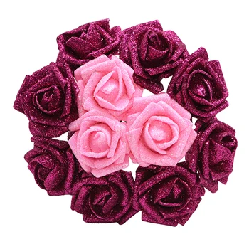 10 P 6 cm, Sjajan Cvijet Ruže Cvijet Od Pjene Buket Umjetnih Boja Božićno Vjenčanje College Home Dekorativni Lažni Cvijet DIY Obrtni