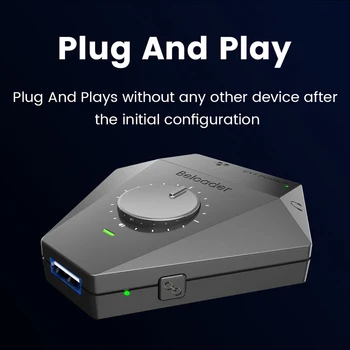 Beloader Pro Tipkovnica i Miš Adapter velike brzine Bluetooth-Kompatibilni 5,0 Konverter USB, 3,5 mm Jack Plug and Play za Igraće konzole