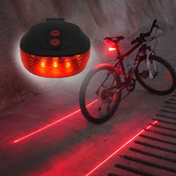 Tračak Bicikla Logo Vodootporan Stražnji Bicikl Dugo Svjetlo 2 Laser + 5 Led Crvenih Svjetiljki 4 Treperi Model Noćni Upozorenje Pribor