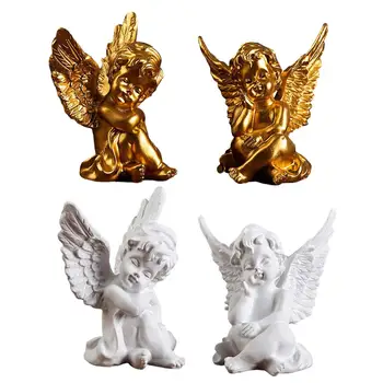 2x Kerubini Kipić Anđela, Šarmantni Mali Mini-Figurice u skandinavskom Stilu od Smole za Desktop