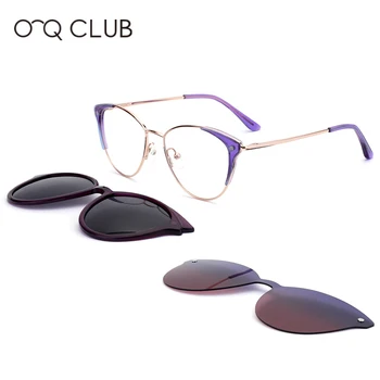 O Q-KLUB 3 U 1, Sunčane naočale s magnetskom kopčom, Ženske Rimless za Naočale pri kratkovidnosti, Optički Naočale za Mačji očiju, Trendy sunčane Naočale