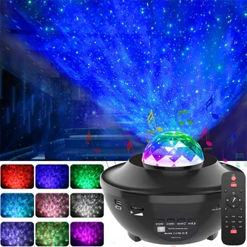 Zvijezda Svjetlo Galaxy Projektor Ocean Val Noćne Svjetiljke s Daljinskim Upravljanjem USB Music Player LED Svemirski Nebeski Svjetiljka u Kućni Dekor