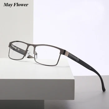 Klasicni Metalni Naočale za čitanje Vintage Plave Zaštitne Naočale u Kvadratni Ivicom Optički Muške Naočale HD Muške Naočale 2021 Diopters + 3,5 + 4