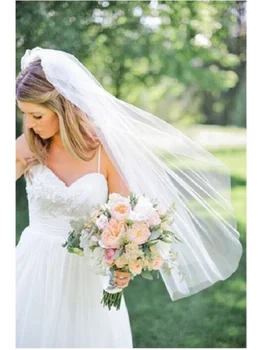 Soft pređe jednostavan krojenje vjenčanje vela 75 cm bijela/boja slonovače 1 sloj vjenčanja veo + češalj vjenčanje pribor