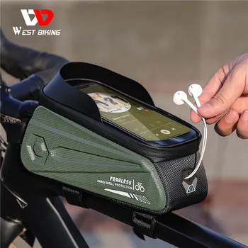 WEST BIKING Vodootporne Biciklistička Torba 6,0-7,2 Cm Torba Za Telefon Prednji Okvir Torba osjetljiv Zaslon Osjetljiv na dodir MTB Cestovni Bicikl Pribor