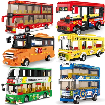 Gradski Prijevoz Autobusom velika Britanija London dva Kata, Izletnički Školski Auto Naljepnice MOC Prijatelji Građevinski Blokovi i Cigle Klasične Igračke Dijete