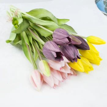 5 kom./Buket Silikon Tulipana Novi Šiljat Umjetni Cvijet Pravi Dodir Lažni Buket Biljaka Za Vjenčanje Ukras Kuće Garen Decor