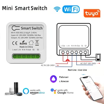 Tuya Mini Wifi Switch Zigbee DIY 2Way 10A 16A Pametna Kuća Daljinski Upravljač Timer Prekidač Podrška Alexa Google Home Smart Life Alice