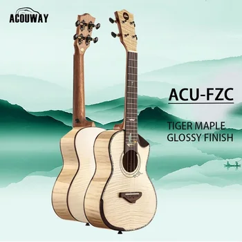 ACOUWAY 24-Inčni ukulele Live ukulele Cutaway body 2A Kanada Тигровое Zrno Javor top sjajni završni Japan Karton žica