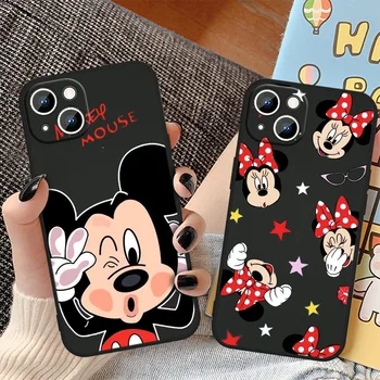 Torbica Za telefon s Mickey i Minnie Mouse Disney za Apple iPhone 14 13 12 11 Pro Max mini XS XR X 8 7 6S 6 Plus, Crni Silikon Mekana Torbica