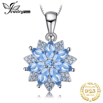 JewelryPalace Cvijet 1.2 ct Stvoren Blue Spinel 925 Sterling Silver Privjesak Lanca I Ogrlice za Žene Moda Dar Bez Lanca Novi dolazak