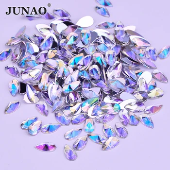 JUNAO Prodaja na Veliko 8*13 mm 9*18 mm Flatback Pad Gorski Kristal Crystal AB Rhinestones Akril Kamen Naljepnice Dizajn Noktiju Dekorativni Zanata