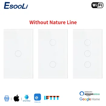 EsooLi 1/2/3 Bande Crystal Kaljeno Staklo Ploča WIFI Touch Prekidač Standard SAD Ewelink APLIKACIJU Home Single Bežični Prekidač Požara Linije