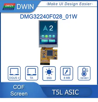 DWIN 2,8 inča, 320 * 240, LCD modul COF UART, debljina 2,15-3,75 mm, inteligentni ekran IPS TFT-LCD - DMG32240F028_01W