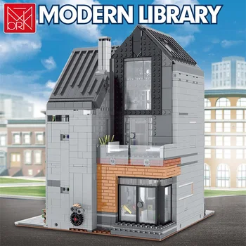 Moderna Tehnologija MOC Street View Niz Blok Kuća Biblioteka Konstruktor je Gradbeni Blok Model Igračke Konstruktor za Dječake Poklon