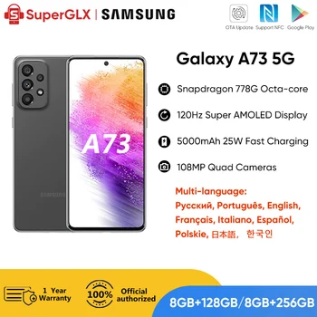 100% potpuno Novi i Originalni smartphone Samsung Galaxy A73 5G Snapdragon 778G 120 Hz Super AMOLED Plus 5000 mah Baterija 108 Mp Quad-core Kamere