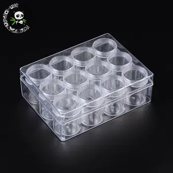 12 boca / set Plastičnih Kontejnera za Skladištenje Zrna Bistra Okrugla Kutija za Boce za Pakiranje nakita 16x12,2x5,5 cm