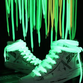 1 Par Sjajnog vezice za tenisice ravnim cipelama, Парусиновая Sportski Košarkaški cipele Unisex, noću Svijetleći fluorescentne cipele 120 cm