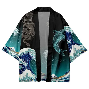 2022 Muškarci Žene Plaža Юката Azijski Odjeća Japanski Kardigan Cosplay Хаори Vala Majice S Po Cijeloj Površini Tradicionalni Svakodnevno Kimono