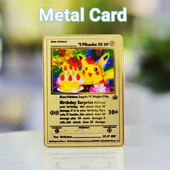 Pokemon Metalna Karta Metalni Pokemon Slova Vmax Charizard Mewtwo Pikachu Покимон Zlatne Kartice Anime Trenutno Željeza Pismo Dječje Igračke