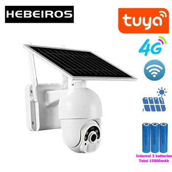 Hebeiros Tuya Smart 4G Sim Kartica Solarna Baterija PTZ Kamera 1080P Vanjski Vodootporna Kamera za Detekciju Pokreta 360 Wifi Kamera za video Nadzor
