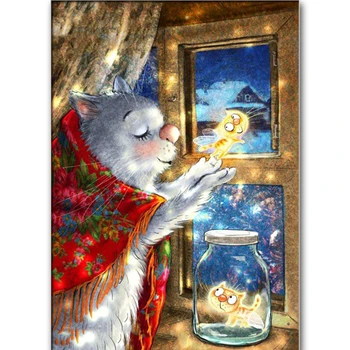 5D Diamond Vez Plava Mačka je Životinja Trg Diamond Slikarstvo Skup križićima Diamond Mozaik Ukras Božićni Poklon