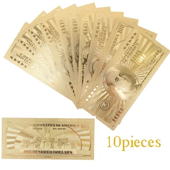 10 kom./lot Nezaboravne Zlatne novčanice od 100 Dolara Novčane novčanica Lažni Papirnati Novac i Kovanice Medalju 24k Sjedinjene američke Države
