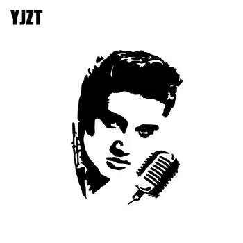 YJZT 11,4 cm * 15,5 cm Individualnost Auto Oznaka Elvis Presley Vinil Naljepnica Crna/Srebrna C3-0021