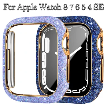 Diamond Torbica za Apple Watch Torbica 45 mm 41 mm 44 mm 40 mm Bling Branik Zaštitno Staklo za Appleov Watch Series 8 7 4 5 6 Se