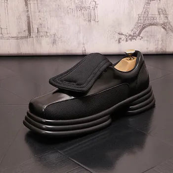 Gospodo crnci modeliranje cipele u britanskom Stilu; Trendy Prozračna Mrežaste cipele bez Zatvarač; Omladinski Moderan Trend Cipele Za Odmor I dobar provod; Zapatos; Ulični Show; ERRFC