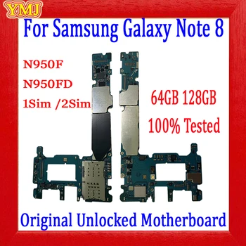 100% Originalni Samsung Galaxy Note 8 N950F N950FD Matična ploča 64 GB, 128 GB i Potpuno otključan Za Galaxy Note 8 N950FD Logička naknada