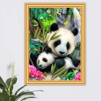 5D DIY Diamond Slika Životinja Panda Set Za križićima Pun Trg Kružna Bušilica Vez Diamond Mozaik Slika Home Dekor Poklon