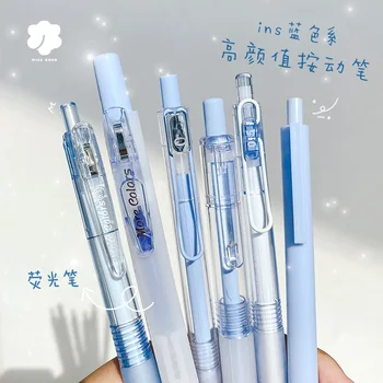 3 kom. Nekoliko Stilova Pritisnite set gel olovke Kemijska Olovka 0,5 mm za Studente s Markerom Ins Japanska firma crna Vodena ručka
