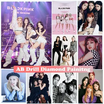 Korejska Grupa Crna Djevojka Pink AB Bušilica 5D Diamond Art Slikarstvo Postavlja Novi 2022 Jisoo Jenny Odrastao Lisa Vez Križić Puzzle Kućni Dekor
