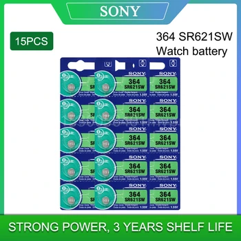 15 kom./lot Sony 364 Originalni 1.55 U Oksida Srebra Sat Baterija 364 SR621SW V364 SR60 SR621 AG1 Gumb Novčić Ćelije MADE IN JAPAN